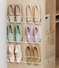 Wall Mounted Shoe Rack 6 Pack, with Sticky Hanging Strips, Metal Wall Shoe Storage, Hanging Shoe Organizer for Door/RV/Wall