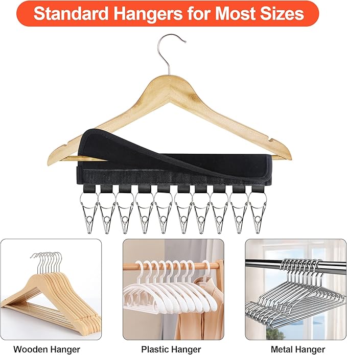 Hat Organizer Holder for Hanger & Room Closet, 1Pack Hat Rack Storage Clips, for Hang Baseball Hats Rack, Ball Caps, Winter Beanie & Accessories, Not Including Hangers & Hats (1PC Black)