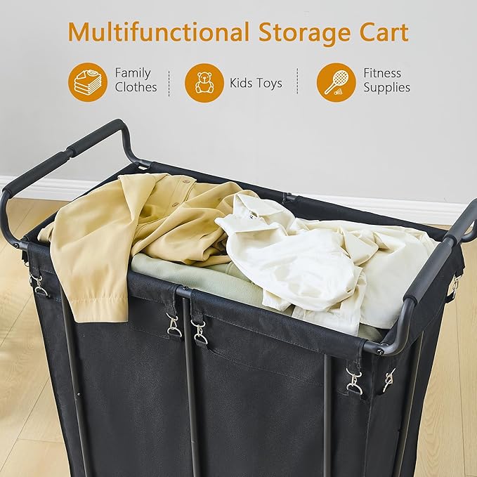 Gewudraw Large Laundry Hamper with Wheels, 360L Rolling Big Laundry Basket for Clothes Storage, Heavy Duty Extra Large Rolling Laundry Cart with Handle, Steel Frame, Waterproof Liner,95.1 Gallons.