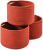 ICERZCZ Small Storage Baskets for Organizing, Organizer Bins for Shelves, Small Woven Baskets for Storage, Red Baskets for Gifts, Organization Bins, Baskets for Decor, 9.7"×9.7"×7" (3 Packs) Brick Red