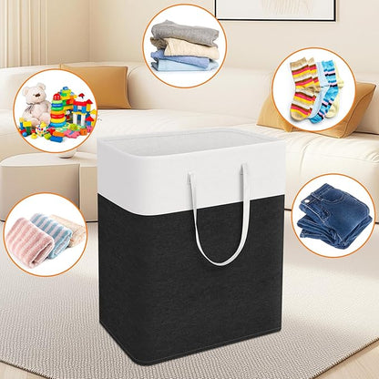 TasticTotes laundry basket 3-Pack, laundry hamper, Hamper with handles, collapsible laundry baskets, Waterproof dirty clothes hamper, Towel Storage for Home or Dorm, 125L-Black