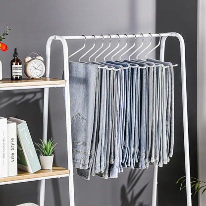 JOYBOS 30 Pack Pants Hangers Space Saving, Open Ended Hangers for Pants, Scarf Organizer Hanger for Closet, Metal Non Slip Jean Hanger - White Pant Hangers for Jeans,Trouser,Leggings,Slacks