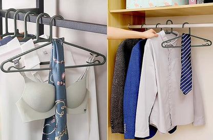 Byomostor Plastic Hangers 50 Pack, Light Weight Durable Clothes Hangers with Hooks Standard Size G-Shape&Non-Slip Coat Hangers for Everyday Use (Grey)