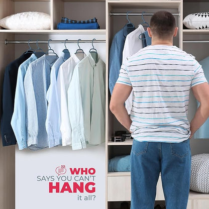 Large & Wide Heavy Duty Clothes Hangers 30 Pack – Made in USA – Ideal for Plus Size Clothing – 10lb Plastic Hangers with Notches for Oversized Adult Coats & Pants – Blue