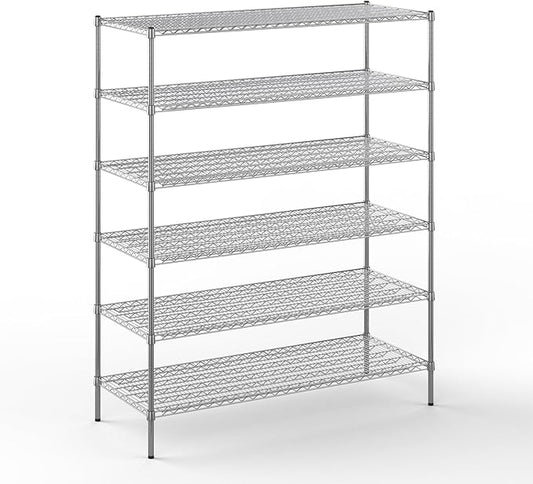 24" Deep x 60" Wide x 74" Height Wire Shelving Kit | 6-Tier | NSF Commercial Storage Rack Unit