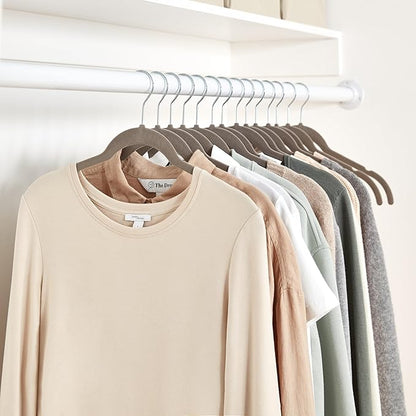 Amazon Basics Space Saving Slim Velvet Non-Slip Clothes Hangers, Sturdy, Gray/Silver, 100-Pack