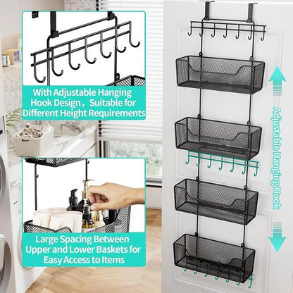 for Over The Door Organizer Hanging Door Organizer with 4 Metal Large Capacity Baske