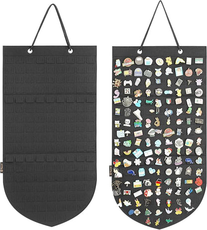 PACMAXI Hanging Brooch Pin Organizer, Display Pins Storage Case, Brooch Collection Storage Holder, Holds Up to 96 Pins.(Not Include Any Accessories) (Black, Small)