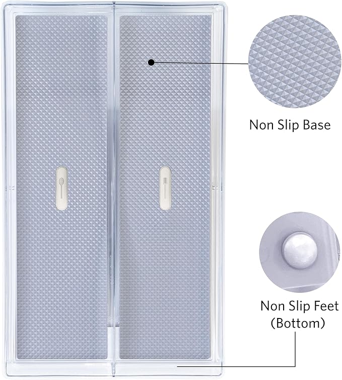 Glad Drawer Organizer Bin, 15x9 - Divided Clear Plastic Storage Tray for Junk Drawers, Kitchen Utensils, Bathroom Vanity, and Organizing Pantry - BPA Free, Food Safe, Non Slip