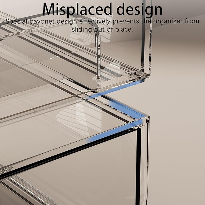 5 Pack Stackable Storage Drawers, Clear Plastic Organizer Bins with Pull-out Handle for Makeup, Ideal for Vanity, Bathroom, Undersink, Cabinet, Pantry Organization
