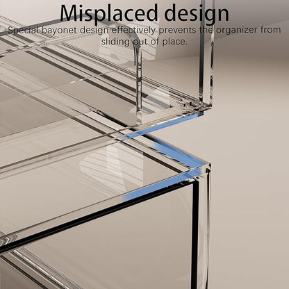 5 Pack Stackable Storage Drawers, Clear Plastic Organizer Bins with Pull-out Handle for Makeup, Ideal for Vanity, Bathroom, Undersink, Cabinet, Pantry Organization