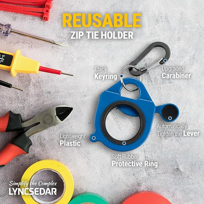 Zip Tie Holder, 8-Pack Assorted Colors WYGB Cable Tie Holder Reusable, No.5 Flat Carabiner, ABS Plastic, Outdoor Use, Heavy Duty Ziptie Organizer Clip for Electrician Tool Belt Wrap Storage