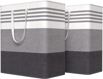 WOWBOX 2 Pack Laundry Hampers Baskets, Freestanding Dirty Clothes Hampers with Reinforced Handles & Cross Stitch & Waterproof Coating, for Laundry Bedroom Bathroom, 2 x 100L
