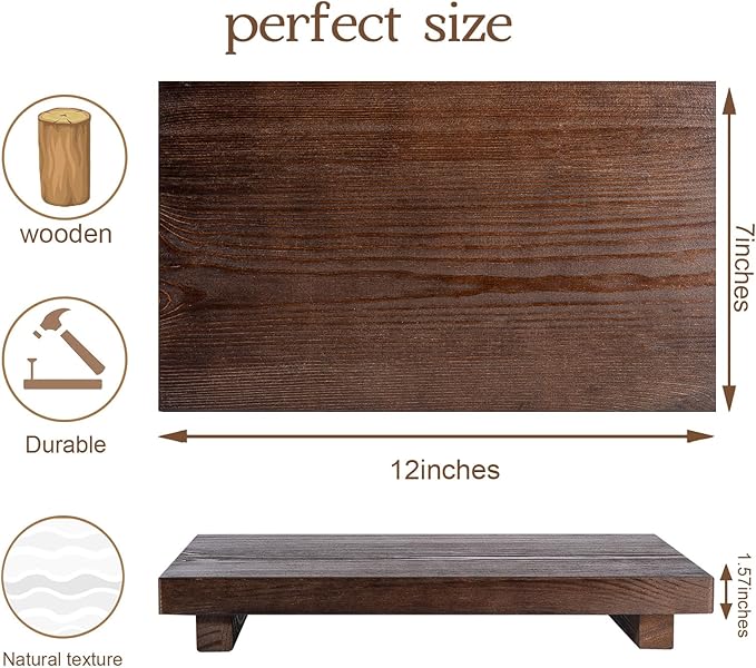 Bathroom Counter Organizer Wood Pedestal Stand Farmhouse Decorative Tray Soap Holder for Kitchen Decor, Large 11.8" x 7" - Walnut