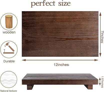 Bathroom Counter Organizer Wood Pedestal Stand Farmhouse Decorative Tray Soap Holder for Kitchen Decor, Large 11.8" x 7" - Walnut