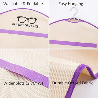 TRIUMPH VISION Hanging Sunglasses Organizers Eyeglasses Holder Stand, 40 Slots Eyeglass Case Eyewear Wall Organizer Multiple Eyeglasses Storage Sunglass Wall Mount Glasses Case Foldable Travel