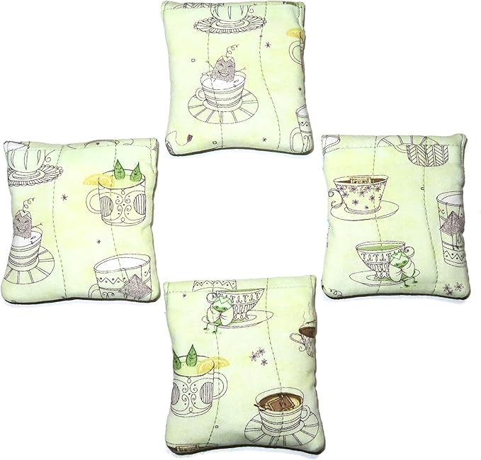 Tea Bag Wallet in a Small Teabag Shape, Swimming Tea Bags Fabric Print, Handmade, Quilted