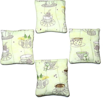 Tea Bag Wallet in a Small Teabag Shape, Swimming Tea Bags Fabric Print, Handmade, Quilted