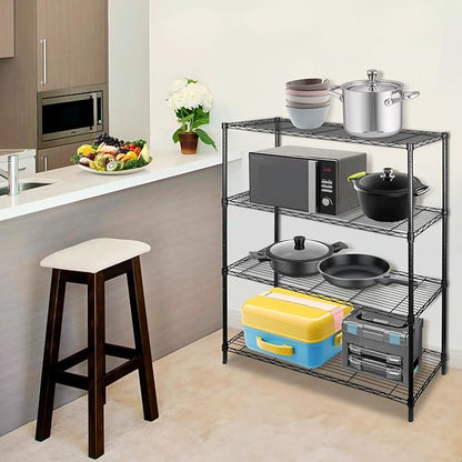 SUPER DEAL Black 4-Shelf Heavy Duty Storage Wire Shelving Unit for Restaurant Garage Pantry Kitchen Garage Rack (36L x 14W x 54H)