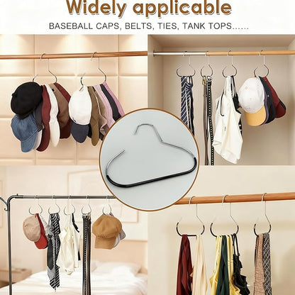 4Packs Hat Organizer, Stainless Steel Hat Hangers for Closet, Hat Rack Hat Holder for Baseball Caps, Cap Organizer for Baseball Caps, Scarf and Hat Organizer (Gray+Black+White+Pink)