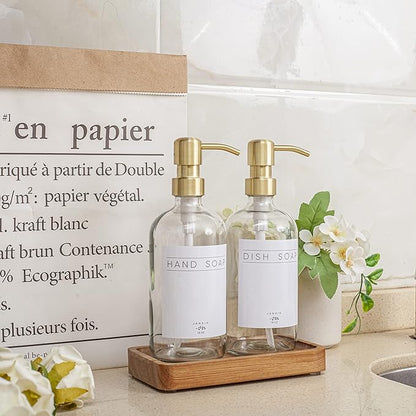 Vanity Tray, Bathroom Tray, Soap Dispenser Tray for Bathroom, Kitchen and Home Decor(Acacia-Small)