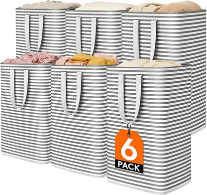 Lifewit 6 Pack Laundry Basket 80L Each, Collapsible Clothes Hamper with Reinforced Handles, Freestanding Waterproof Design for Bedroom and Laundry Room, Black 480L Total