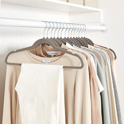 Amazon Basics Slim Velvet Non-Slip Space Saving Suit Clothes Hangers for Closet Organization, Gray/Silver, 100-Pack