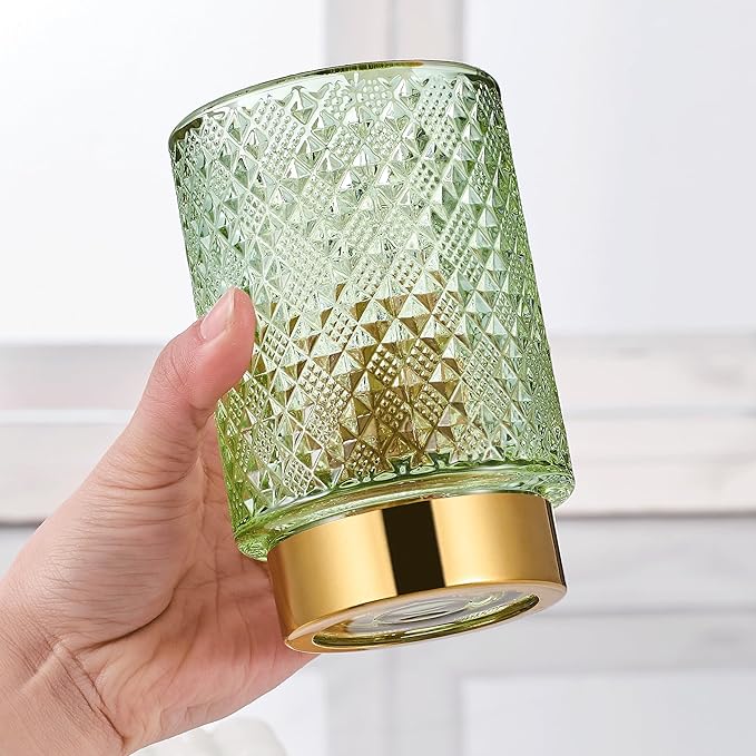 Makeup Brush Holder Organizer,Toothbrush Holders,Desk Pen Pencil Holder,Multifunctional Vintage Glass Brush Cup（A45-1-US）