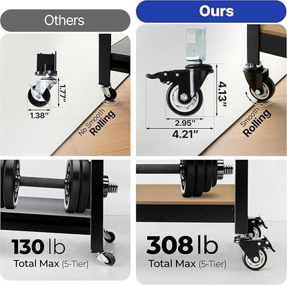 HOMEDANT House 36.2" W 5 Tier Heavy Duty Garage Shelving Adjustable Metal Rack Storage Shelves Standing Shelf Unit Organizers Pantry Closet Office Black 1Pack