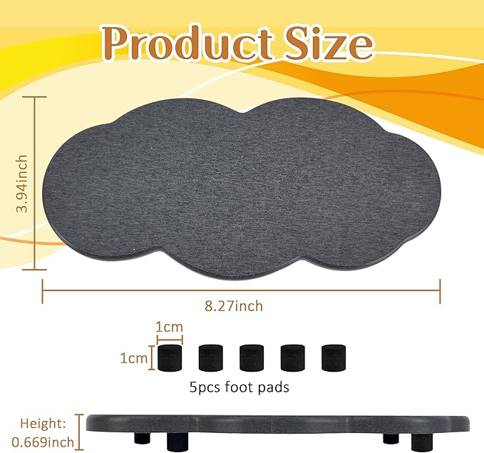 Water Absorbing Stone Tray Cute Cloud Shape, Instant Drying Sink Diatomite Coasters for Bathroom & Kitchen Counter Organizers, Dish Soap Dispenser Sponge Holder, 8 * 4inch, 1 Pcs (Dark Gray)