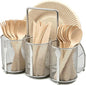Silverware Organizer Utensil Caddy - 4 Compartment Metal Cutlery Holder Flatware Storage Basket Fork Spoon Napkin Paper Plate Kitchen Countertop Party Picnic Camping Buffet Outdoor (Silver)