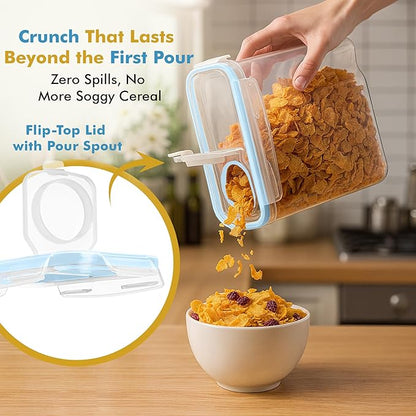 Shazo 2 Pack (15.4 Oz Cereal Capacity) Small Airtight Cereal Containers Storage with Lids, Perfect Space Saving BPA-Free Plastic Container, Pantry Organization and Canister for Rice, Sugar & Flour
