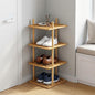 4-Tier Vertical Shoe Rack - Tall Narrow Shoe Rack Organizer for Small Spaces,Bamboo Shoen Shelf for Entryway,Closet,Corner,Doorway,Skinny Shoe Shelf Space Saving Shoe Storage (Natural, 4-Tier)