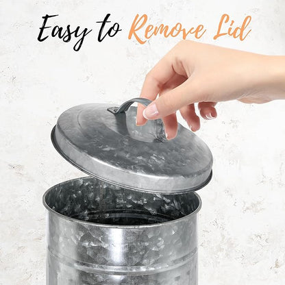 Autumn Alley Farmhouse Galvanized Metal Free Standing Toilet Paper Holder Organizer Stand Canister with Lid – Fits 3 Mega Rolls, Rustic Enclosed Toilet Storage Stand