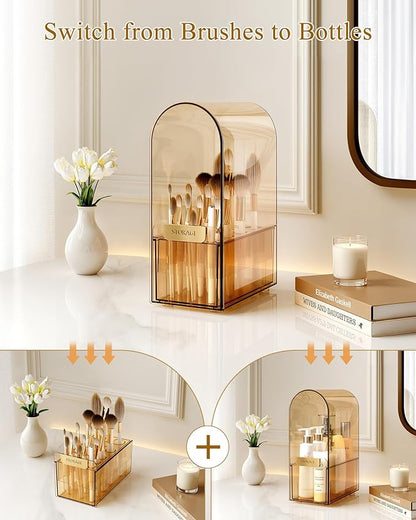Makeup Organizer Countertop with Drawers & Lid, Skincare Organizer for Vanity, Large Cosmetic Organizer & Display Cases and Storage for Bathroom & Desktop. Perfect for Girl Women Mom Gifts