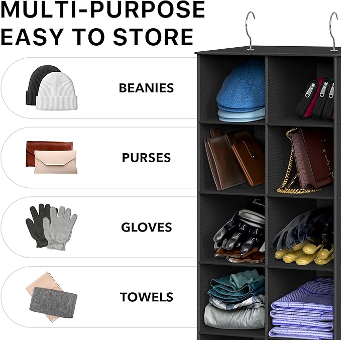 Simple Houseware 20 Section Shelves Hanging Shoes Organizer Holder for Closet, Black