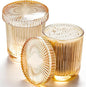 Glass Qtip Dispenser 2 Pack, Clear Bathroom Storage Organizer for Cotton Swabs, Balls, Pads & Floss Picks, Vanity Makeup Essential Accessories (Amber)