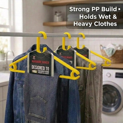 Sturdy Polypropylene Hanger, Pack of 12,Yellow l Cloth Hanger l Dress Hangers l Hanger for Clothes Hanging