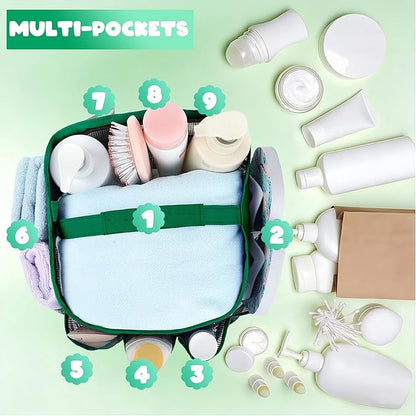 Attmu Mesh Shower Caddy Portable for College Dorm Room Camping Essentials, Shower Caddy Dorm with 9-Pockets, Large Capacity Hanging Basket Bathroom Bag for Toiletry, Swimming, Gym, Camp, Beach