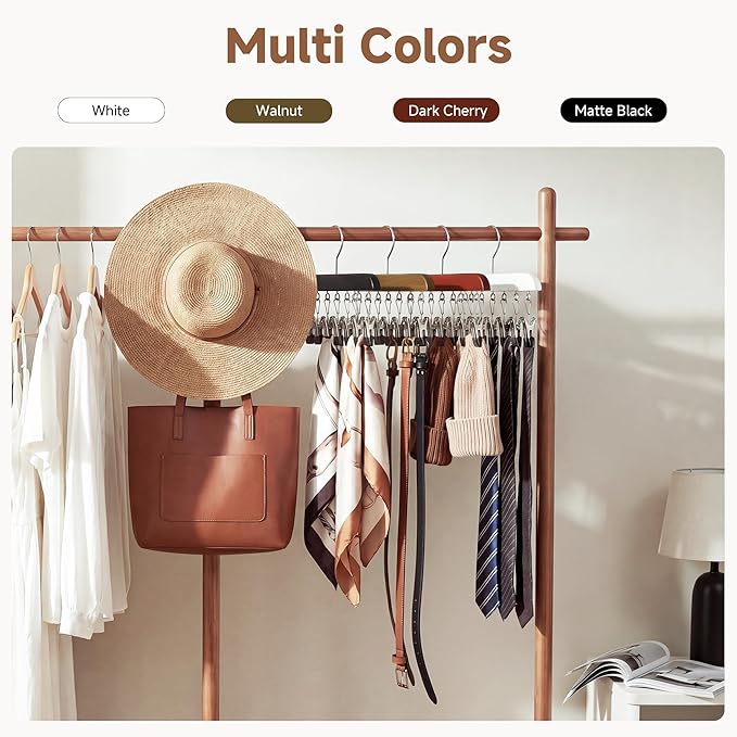 StorageWorks 4 Pack Hat Rack, Closet Organizer and Storage for Baseball Caps,Hat Hanger with 10 Adjustable Stainless Steel Clips, Fits All Caps, Natural Walnut Color