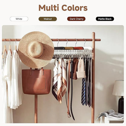 StorageWorks 4 Pack Hat Rack, Closet Organizer and Storage for Baseball Caps,Hat Hanger with 10 Adjustable Stainless Steel Clips, Fits All Caps, Natural Walnut Color