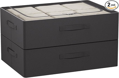 CYhom Under Bed Storage Bins Frame Storage Box Oxford Fabric Sturdy Underbed Container Foldable Stackable Large Capacity Clothes Organizer
