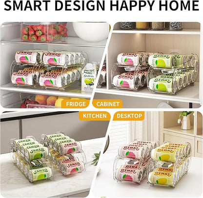 Drink Organizer for Fridge, Soda Can Organizer Dispenser for Refrigerator with Automatic Rolling,Organize Standard Size 11.15oz or 12oz Cans Drink,Save Space for Fridge、Kitchen、countertop