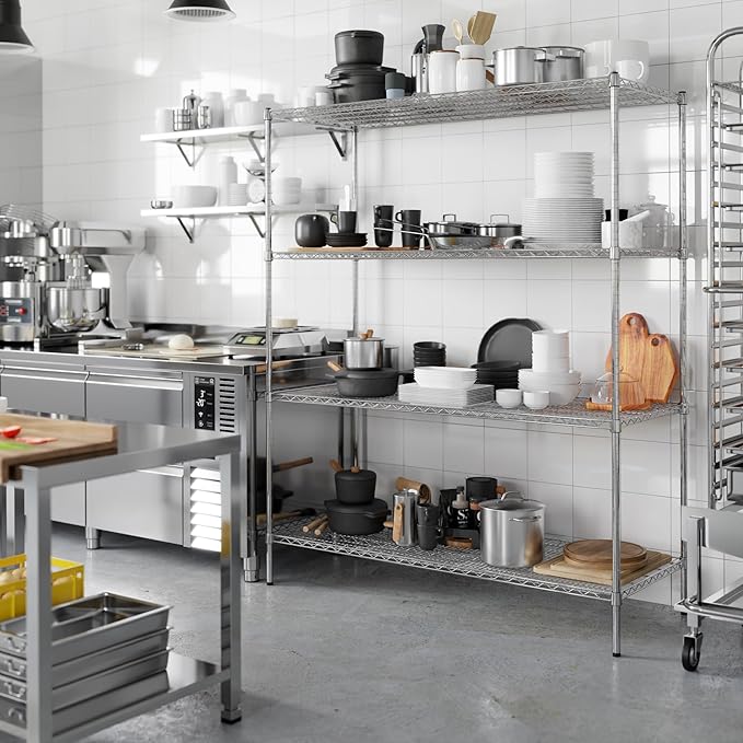 24" Deep x 60" Wide x 74" Height Wire Shelving Kit | 4-Tier | NSF Commercial Storage Rack Unit