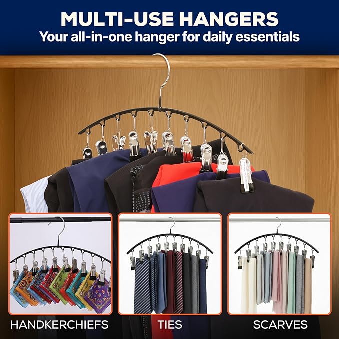 Legging Hangers Space Saving Legging Organizer for Closet with 10 Clips Each, Metal Yoga Pants Hanger Holds 20 Leggings Multi Clip Pants Hangers Space Saving | 2 Pack