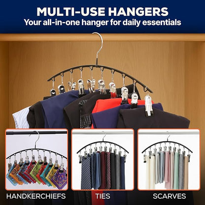 Legging Hangers Space Saving Legging Organizer for Closet with 10 Clips Each, Metal Yoga Pants Hanger Holds 20 Leggings Multi Clip Pants Hangers Space Saving | 2 Pack