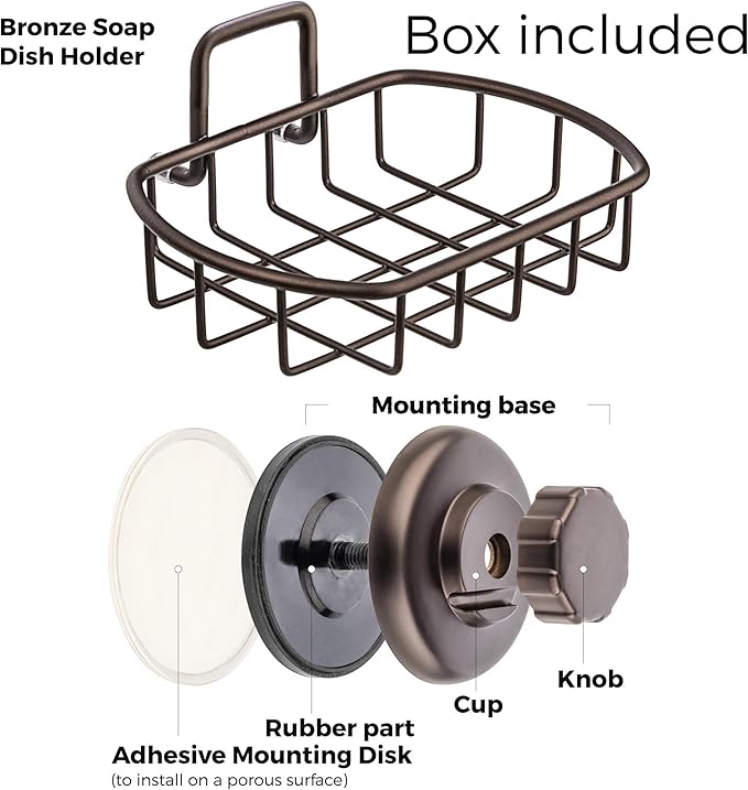 HASKO Suction Cup Soap Dish for Shower Wall, Rustproof Stainless Steel Shower Soap Holder Suction, Bathtub Bathroom Bar Soap Holder, Bronze