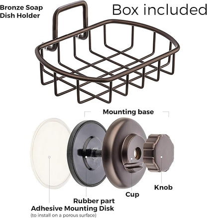 HASKO Suction Cup Soap Dish for Shower Wall, Rustproof Stainless Steel Shower Soap Holder Suction, Bathtub Bathroom Bar Soap Holder, Bronze
