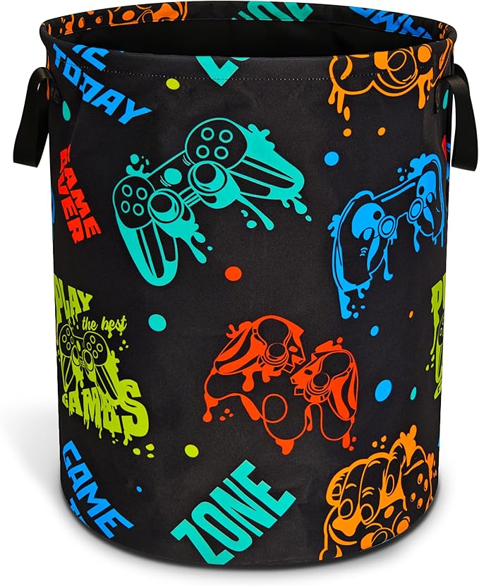 Game Machine Laundry Basket Funny Color Foldable Oxford Cloth Tote Bag Laundry Hamper Clothes Storage Bucket Organizer For Bathroom/Laundry Storage/Bedroom Storage Basket 17.7x13.7