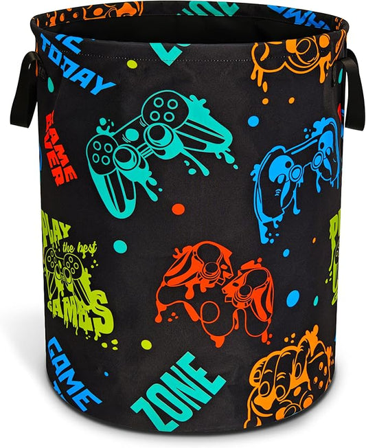 Game Machine Laundry Basket Funny Color Foldable Oxford Cloth Tote Bag Laundry Hamper Clothes Storage Bucket Organizer For Bathroom/Laundry Storage/Bedroom Storage Basket 17.7x13.7